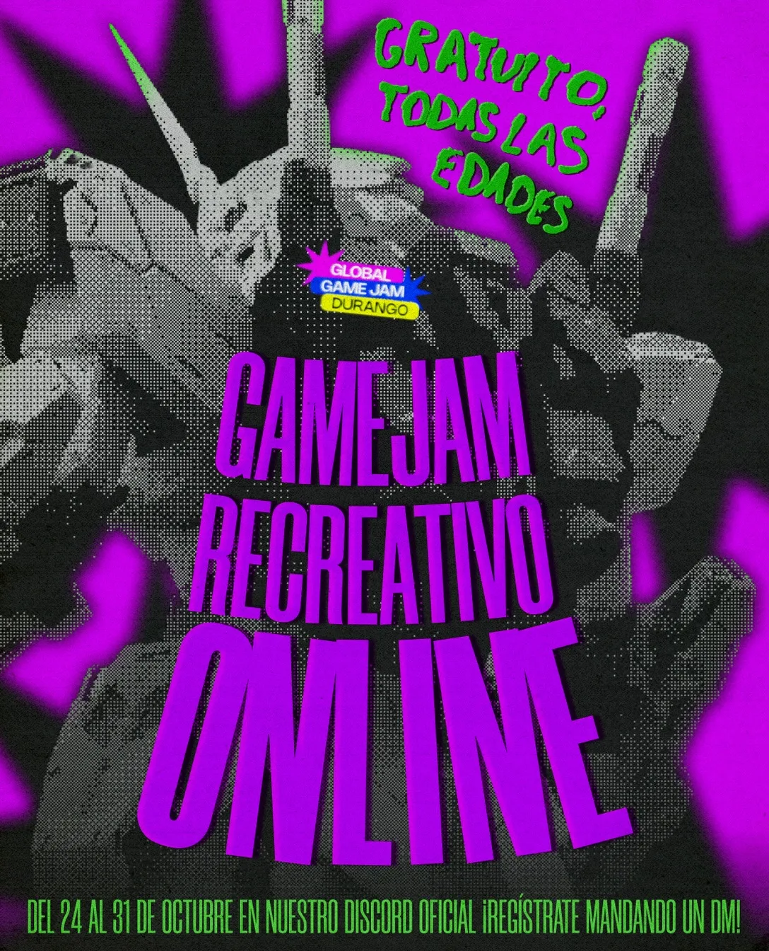 Cartel de GRO: Gamejam Recreativo Online, gratis y para todas las edades, del 24 al 31 de octubre